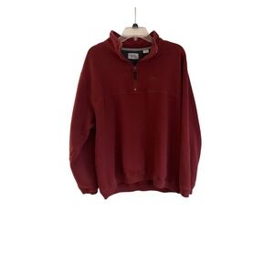 Izod Men's Red Pullover Sweatshirt Quarter Zip Closure, Stand Up Collar